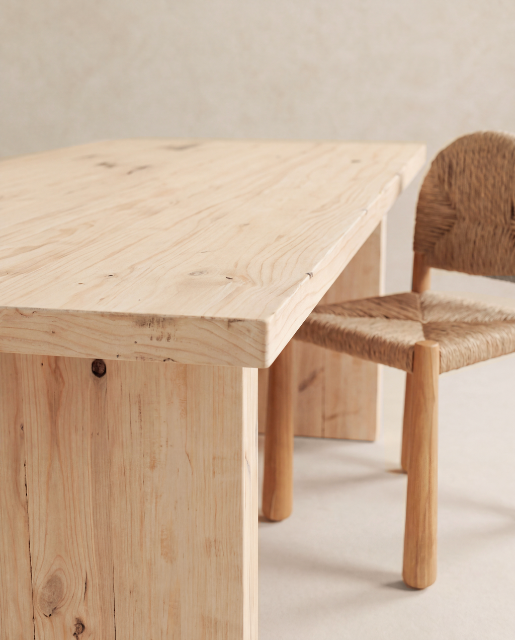 Byron Dining Table — tabletop edge and panel leg