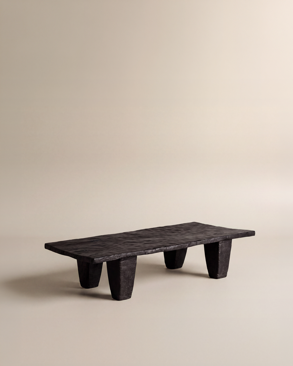 Hand Carved Coffee Table in Carbon Black