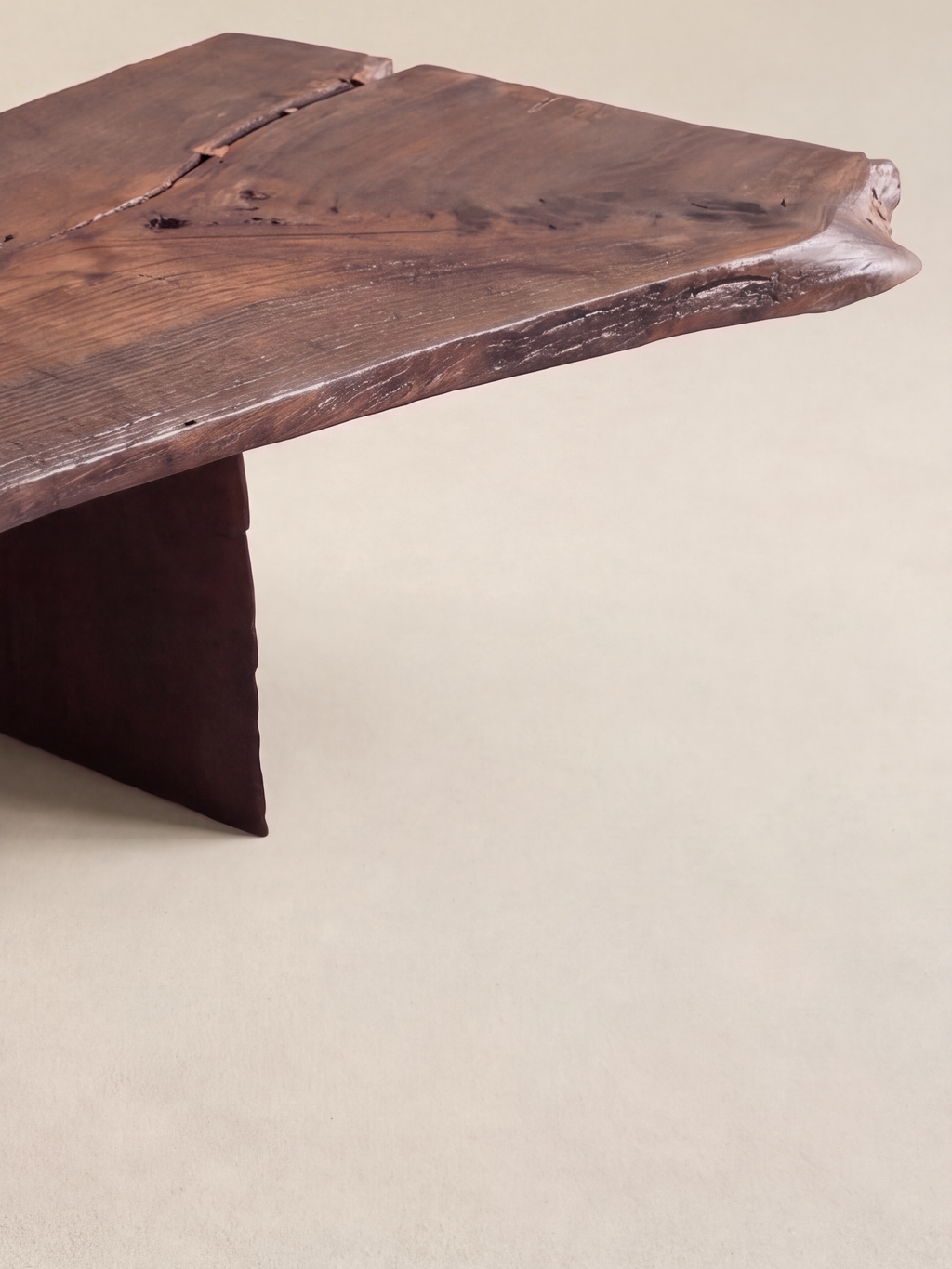 Kyoto Slab Coffee Table — right end and support